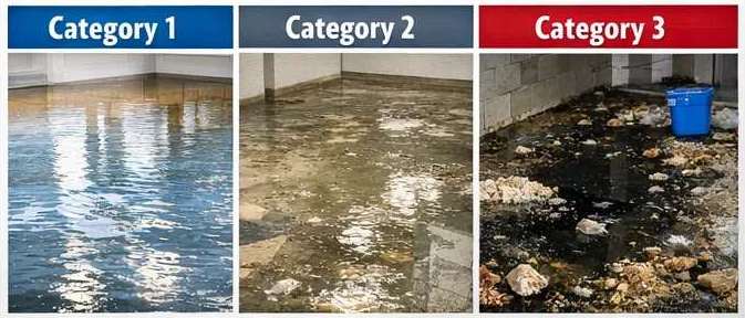 water damage categories by colors diagram