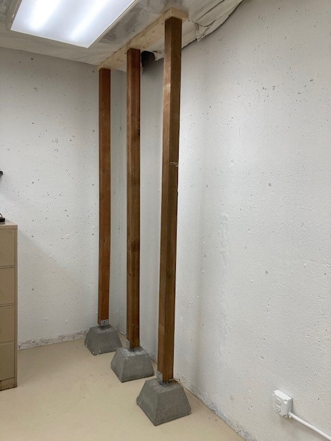 commercial water damage restoration process. Supporting office ceiling to replace seal plate.