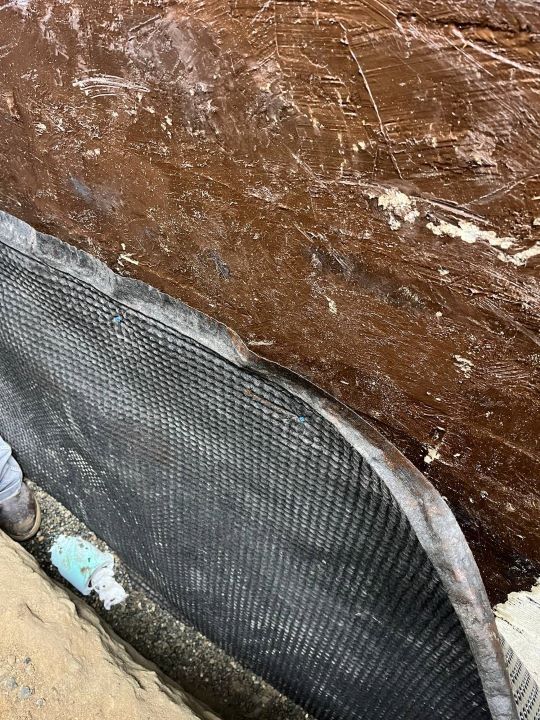 Basement Waterproofing System By Basement Expert step by step. Membrane attachment after sealant application