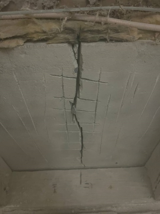 Major foundation repair from interior cleaning and opening for the epoxy and carbon fiber application