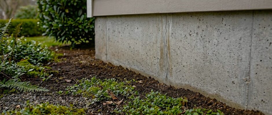 Foundation crack at grade on a Seattle-area home exterior