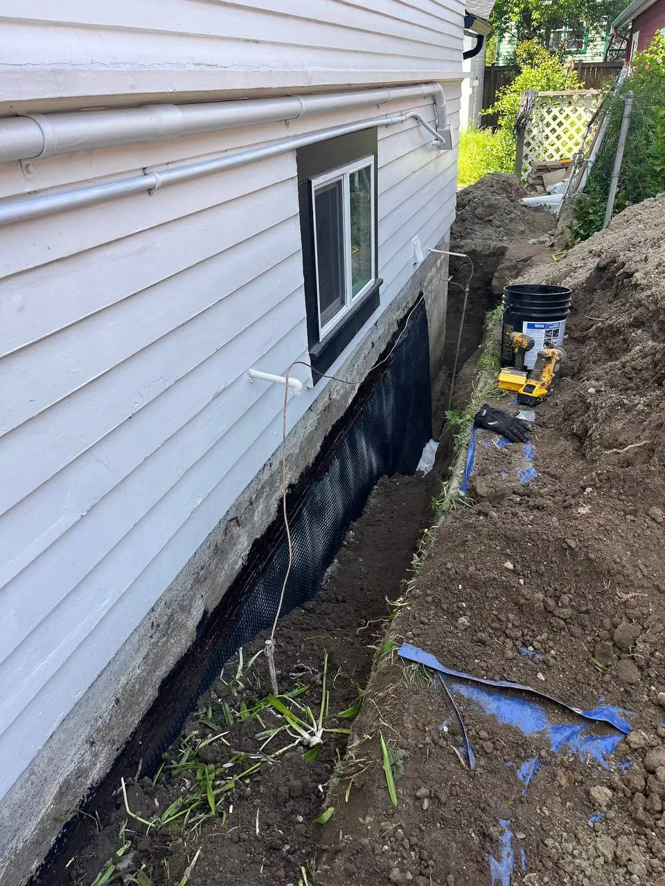Foundation drainage and waterproofing work by Basement Expert
